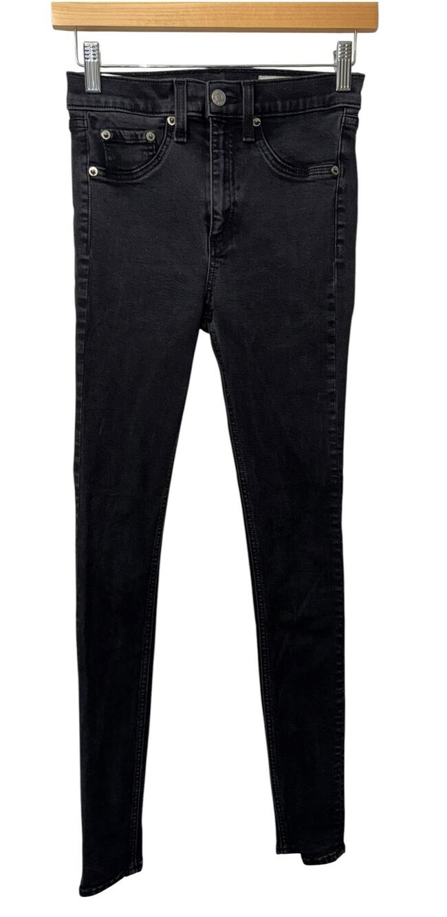 Rag & Bone High Rise Skinny Jeans Women's Size 26 Washed Black Luxury Hipster